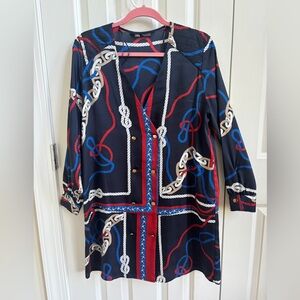 Zara Long Sleeve Nautical Print Dress - Black, Red, Blue